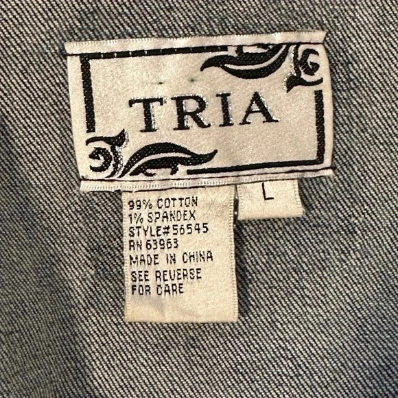 Tria Fitted Denim Jacket Vintage Styling Sz L - Picture 5 of 8